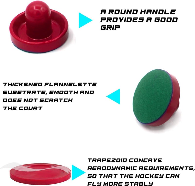 Inscool Air Hockey Accessories, 2-Pack Pushers, 2-Pack 3.25-Inch Pucks, 4-Pack 2.5-Inch Pucks, Red - Image 3